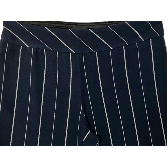 Investments Women's Navy W/White Stripes Soft Stretchy Capri Career Pants SZ 12S - Picture 4 of 7